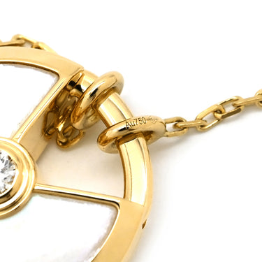 カルティエ Cartier アミュレット ドゥ カルティエ SM パールホワイト×イエローゴールド K18YG ダイヤモンド マザーオブパール ネックレス 750 18K 18金 1Pダイヤ シェル