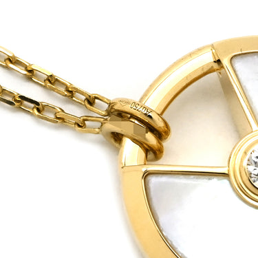 カルティエ Cartier アミュレット ドゥ カルティエ SM パールホワイト×イエローゴールド K18YG ダイヤモンド マザーオブパール ネックレス 750 18K 18金 1Pダイヤ シェル