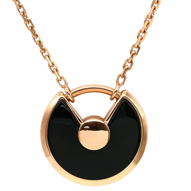 カルティエ Cartier アミュレット ドゥ カルティエ ピンクゴールド×ブラック K18PG ダイヤモンド オニキス ネックレス PG Au750 18K 18金 ダイヤ オニキス