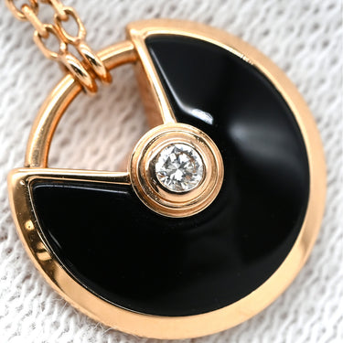 カルティエ Cartier アミュレット ドゥ カルティエ ピンクゴールド×ブラック K18PG ダイヤモンド オニキス ネックレス PG Au750 18K 18金 ダイヤ オニキス