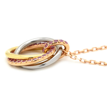 カルティエ Cartier トリニティ ピンクサファイア ペンダント B3046000 ピンク×イエローゴールド×ピンクゴールド×ホワイトゴールド K18PG K18YG K18WG ピンクサファイア ネックレス 3カラー 18金 750