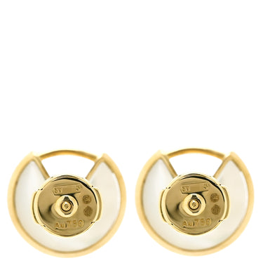 カルティエ Cartier アミュレット ドゥ ピアス ホワイト×イエローゴールド K18YG ダイヤモンド マザーオブパール ピアス 白 1Pダイヤ 750 18K YG シェル