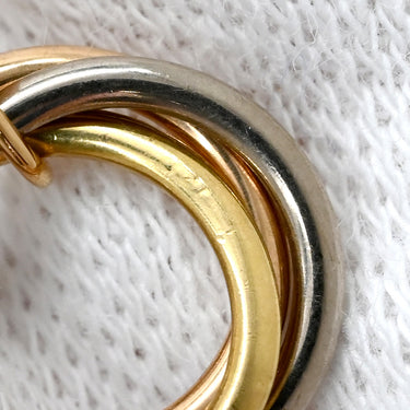 カルティエ Cartier トリニティ ダイヤ ホワイトゴールドXイエローゴールドXピンクゴールド K18YG K18PG K18WG ダイヤモンド ピアス 1Pダイヤ 3連 18K 750 YG PG WG