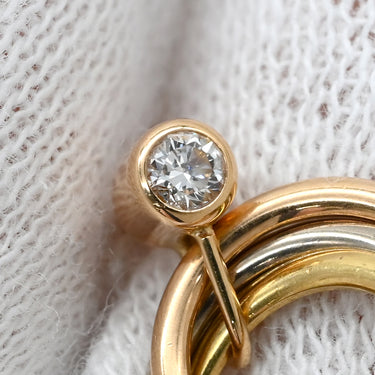 カルティエ Cartier トリニティ ダイヤ ホワイトゴールドXイエローゴールドXピンクゴールド K18YG K18PG K18WG ダイヤモンド ピアス 1Pダイヤ 3連 18K 750 YG PG WG