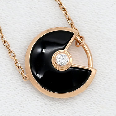 カルティエ Cartier アミュレット ドゥ XS ブラック×ピンクゴールド K18PG ダイヤモンド オニキス ブレスレット 黒 1Pダイヤモンド 750 18金