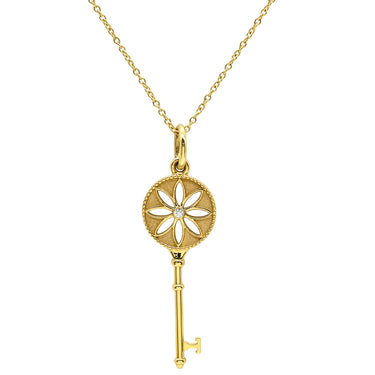 ティファニー Tiffany & Co デイジー キー ペンダント イエローゴールド K18YG ダイヤモンド ネックレス 750 18K YG 1P ダイヤ