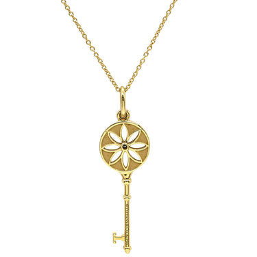 ティファニー Tiffany & Co デイジー キー ペンダント イエローゴールド K18YG ダイヤモンド ネックレス 750 18K YG 1P ダイヤ