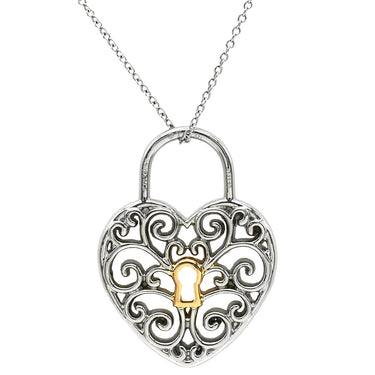 ティファニー Tiffany & Co エンチャント ハート ダイヤ ペンダント プラチナシルバー×ローズゴールド Pt950 ダイヤモンド K18PG ネックレス T＆Co. プラチナ 950 18K 750 PG 鍵穴 錠