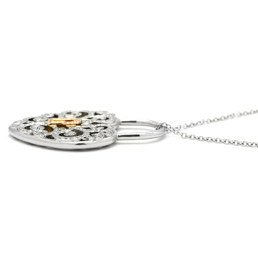 ティファニー Tiffany & Co エンチャント ハート ダイヤ ペンダント プラチナシルバー×ローズゴールド Pt950 ダイヤモンド K18PG ネックレス T＆Co. プラチナ 950 18K 750 PG 鍵穴 錠