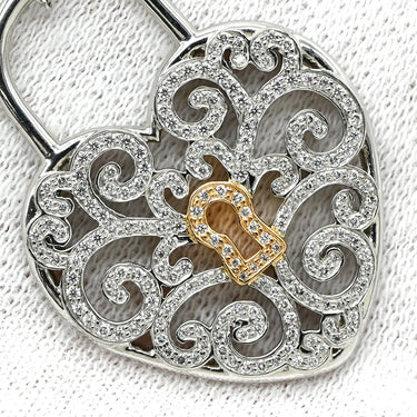 ティファニー Tiffany & Co エンチャント ハート ダイヤ ペンダント プラチナシルバー×ローズゴールド Pt950 ダイヤモンド K18PG ネックレス T＆Co. プラチナ 950 18K 750 PG 鍵穴 錠