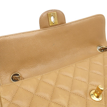 シャネル CHANEL マトラッセ チェーンショルダー ベージュ キャビアスキン ショルダーバッグ ゴールド金具 シングルフラップ ココマーク