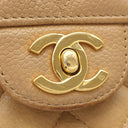 シャネル CHANEL マトラッセ チェーンショルダー ベージュ キャビアスキン ショルダーバッグ ゴールド金具 シングルフラップ ココマーク