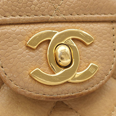 シャネル CHANEL マトラッセ チェーンショルダー ベージュ キャビアスキン ショルダーバッグ ゴールド金具 シングルフラップ ココマーク