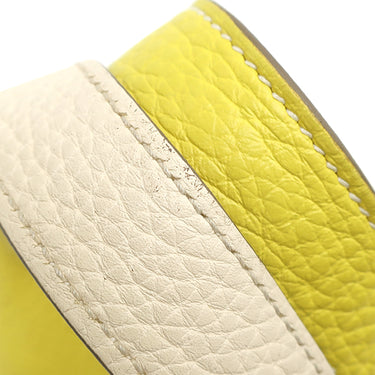 エルメス HERMES ピコタンロック PM カザック ライム×ナタ トリヨンクレマンス ハンドバッグ シルバー金具 黄色 アイボリー