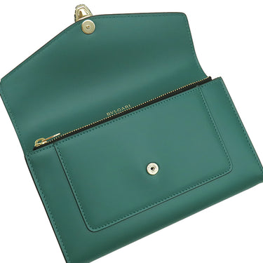 ブルガリ BVLGARI セルペンティ フォーエバー ラージウォレット グリーン カーフ 長財布 ゴールド金具 二つ折り 札入れ