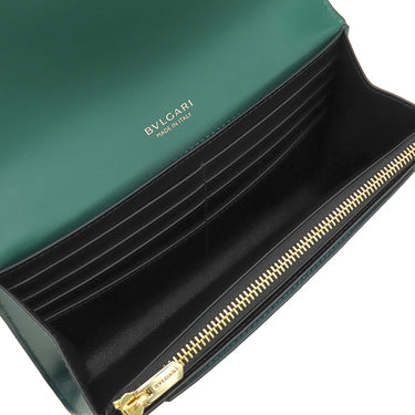 ブルガリ BVLGARI セルペンティ フォーエバー ラージウォレット グリーン カーフ 長財布 ゴールド金具 二つ折り 札入れ