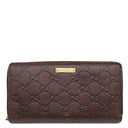 グッチ GUCCI グッチシマ ラウンドファスナー 112724 ブラウン レザー 長財布 ゴールド金具 茶