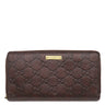 グッチ GUCCI グッチシマ ラウンドファスナー 112724 ブラウン レザー 長財布 ゴールド金具 茶