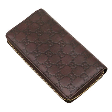 グッチ GUCCI グッチシマ ラウンドファスナー 112724 ブラウン レザー 長財布 ゴールド金具 茶
