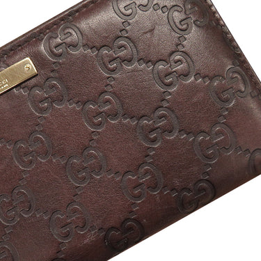 グッチ GUCCI グッチシマ ラウンドファスナー 112724 ブラウン レザー 長財布 ゴールド金具 茶