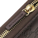 グッチ GUCCI グッチシマ ラウンドファスナー 112724 ブラウン レザー 長財布 ゴールド金具 茶