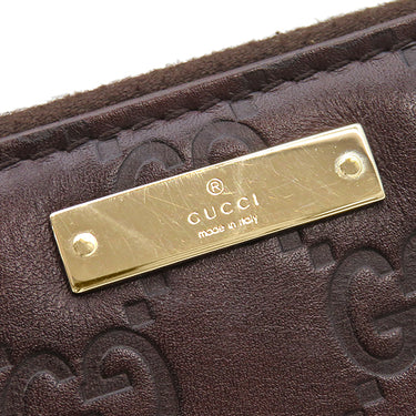 グッチ GUCCI グッチシマ ラウンドファスナー 112724 ブラウン レザー 長財布 ゴールド金具 茶