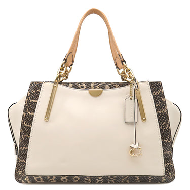 コーチ COACH ドリーマー アイボリー×ブラウン レザー パイソン 2WAYバッグ ゴールド金具 ハンドバッグ ショルダー