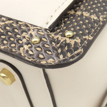 コーチ COACH ドリーマー アイボリー×ブラウン レザー パイソン 2WAYバッグ ゴールド金具 ハンドバッグ ショルダー