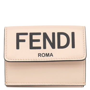 フェンディ FENDI マイクロトリフォールド ウォレット 8M0395 ピンク カーフ 三つ折り財布 ゴールド金具 ロゴ コンパクト 小銭入れ
