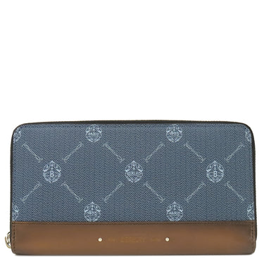 ベルルッティ BERLUTI イタウバ ロングウォレット ブルー×ブラウン レザー 長財布 シルバー金具 ラウンドファスナー