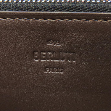 ベルルッティ BERLUTI イタウバ ロングウォレット ブルー×ブラウン レザー 長財布 シルバー金具 ラウンドファスナー