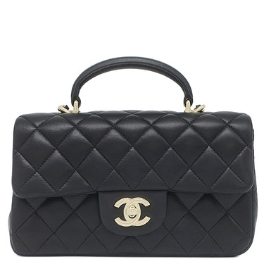 シャネル CHANEL マトラッセ 20 トップハンドル AS2431 ブラック ラムスキン 2WAYバッグ ゴールド金具 黒 ハンドバッグ