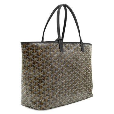 ゴヤール GOYARD サンルイPM ブラック PVCコーティングキャンバス ゴヤールディンキャンバス シュヴロッシュカーフスキン トートバッグ シルバー金具 リバーシブル ヘリンボーン