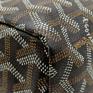 ゴヤール GOYARD サンルイPM ブラック PVCコーティングキャンバス ゴヤールディンキャンバス シュヴロッシュカーフスキン トートバッグ シルバー金具 リバーシブル ヘリンボーン