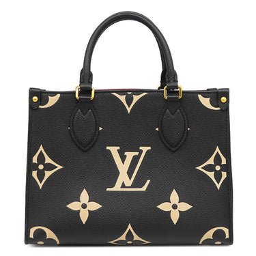 ルイヴィトン LOUIS VUITTON オンザゴー PM M45659 ブラック×ベージュ モノグラムアンプラント 2WAYバッグ ゴールド金具 ハンドバッグ