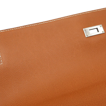 エルメス HERMES ケリー デペッシュ 34 ゴールド ブリーフケース シルバー金具 茶 ビジネスバッグ