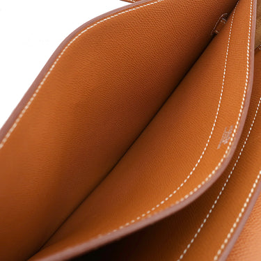 エルメス HERMES ケリー デペッシュ 34 ゴールド ブリーフケース シルバー金具 茶 ビジネスバッグ