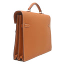 エルメス HERMES ケリー デペッシュ 34 ゴールド ブリーフケース シルバー金具 茶 ビジネスバッグ