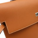 エルメス HERMES ケリー デペッシュ 34 ゴールド ブリーフケース シルバー金具 茶 ビジネスバッグ