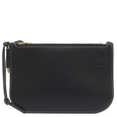 ロエベ LOEWE ゲート ダブルジップ ポーチ 113.54.Z43 ブラック レザー ショルダーバッグ ゴールド金具 黒