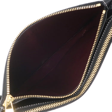 ロエベ LOEWE ゲート ダブルジップ ポーチ 113.54.Z43 ブラック レザー ショルダーバッグ ゴールド金具 黒