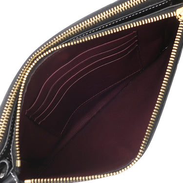 ロエベ LOEWE ゲート ダブルジップ ポーチ 113.54.Z43 ブラック レザー ショルダーバッグ ゴールド金具 黒