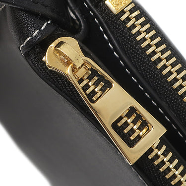 ロエベ LOEWE ゲート ダブルジップ ポーチ 113.54.Z43 ブラック レザー ショルダーバッグ ゴールド金具 黒