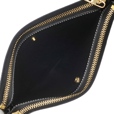 ロエベ LOEWE ゲート ダブルジップ ポーチ 113.54.Z43 ブラック レザー ショルダーバッグ ゴールド金具 黒