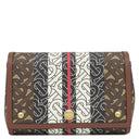 バーバリー BURBERRY TBモノグラム ショルダー ブラウン×マルチカラー コーティングキャンバス レザー ショルダーバッグ ゴールド金具 茶 白 黒 赤