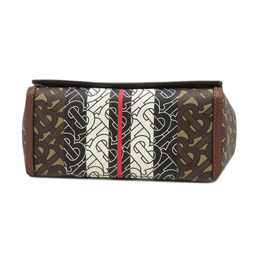 バーバリー BURBERRY TBモノグラム ショルダー ブラウン×マルチカラー コーティングキャンバス レザー ショルダーバッグ ゴールド金具 茶 白 黒 赤