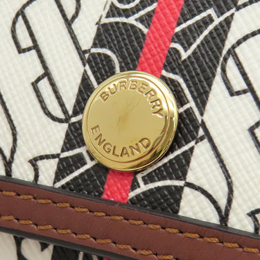 バーバリー BURBERRY TBモノグラム ショルダー ブラウン×マルチカラー コーティングキャンバス レザー ショルダーバッグ ゴールド金具 茶 白 黒 赤