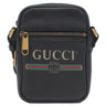 グッチ GUCCI ロゴ プリント ショルダー 574803 ブラック レザー ショルダーバッグ ヴィンテージ金具 黒 シェリーライン