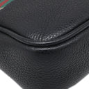 グッチ GUCCI ロゴ プリント ショルダー 574803 ブラック レザー ショルダーバッグ ヴィンテージ金具 黒 シェリーライン