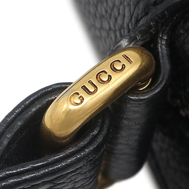 グッチ GUCCI ロゴ プリント ショルダー 574803 ブラック レザー ショルダーバッグ ヴィンテージ金具 黒 シェリーライン